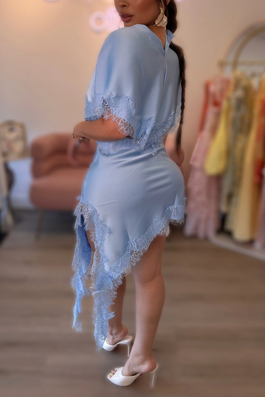 VESTIDO LENCERO MANGA AZUL