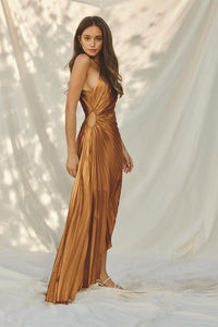 MAXI VESTIDO SERENA BRONCE PLISADO