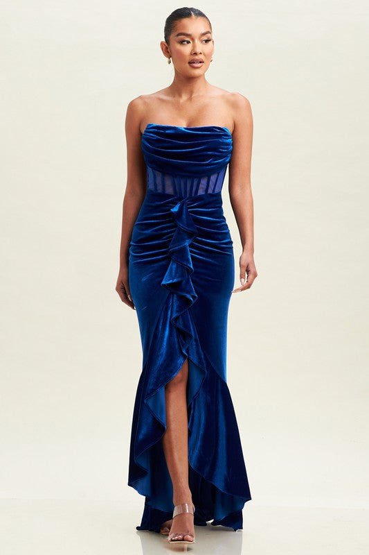 MAXI VESTIDO VELVET AZUL