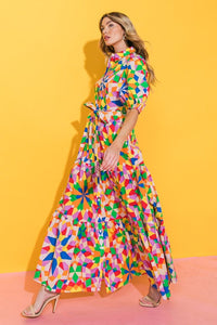 MAXI VESTIDO CAROLINA GEOMETRICO MULTICOLOR