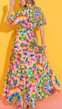 MAXI VESTIDO CAROLINA GEOMETRICO MULTICOLOR