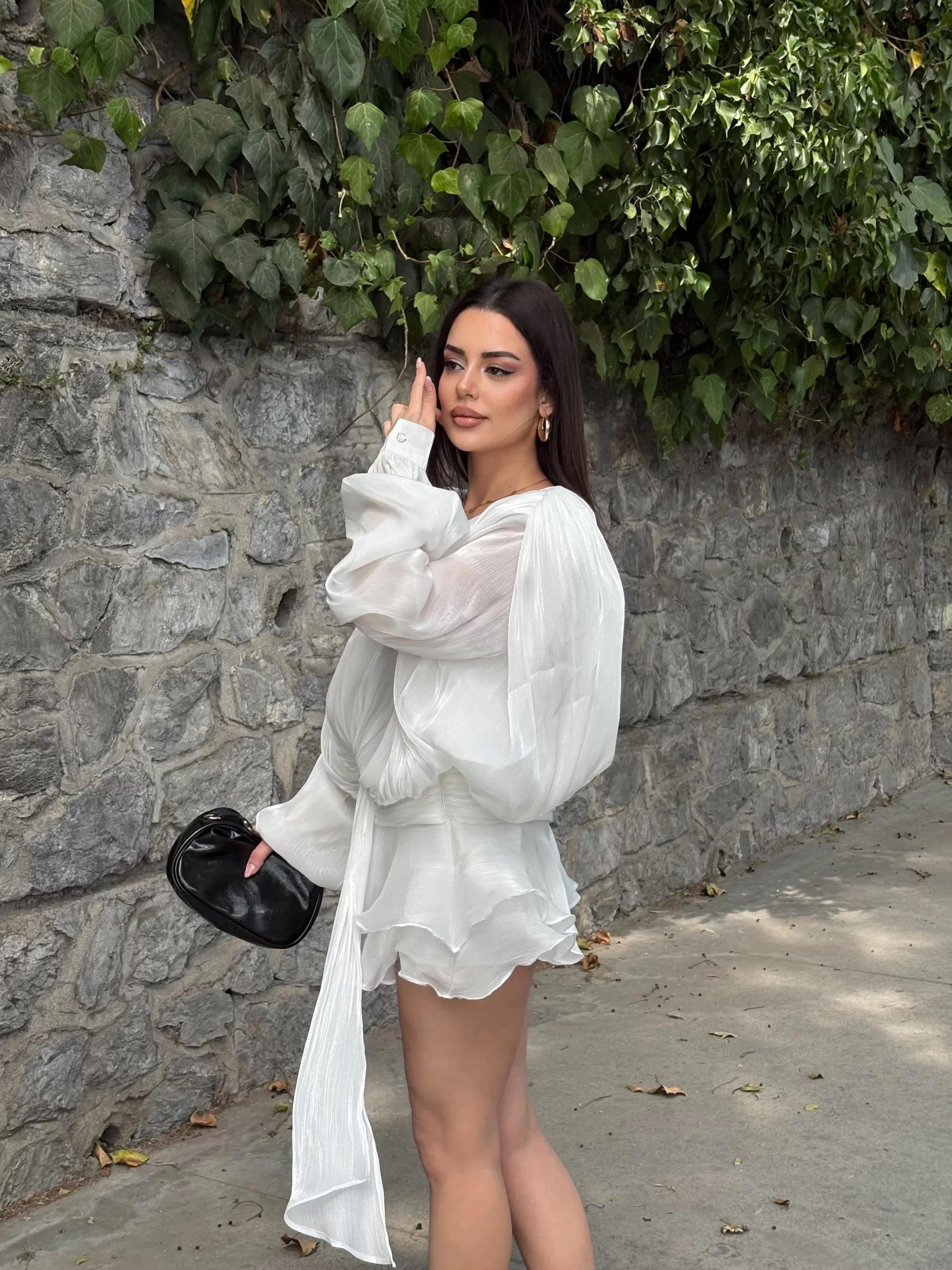 VESTIDO ONDULADO PARIS ORGANZA BLANCO