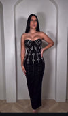 VESTIDO ENTALLADO NEGRO CRISTALES