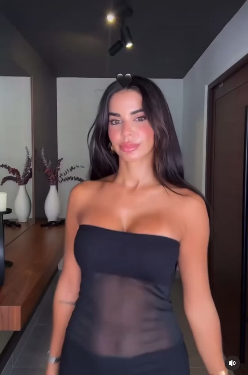 JUMPSUIT STRAPLESS MESH NEGRO