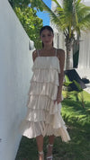 VESTIDO AURA MULTICAPAS PLISADO BEIGE