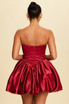 VESTIDO PUFF SATIN ROJO ABULTADO