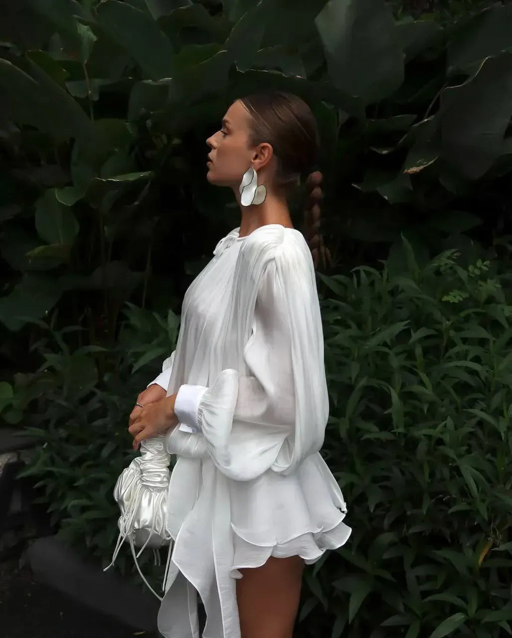 VESTIDO ONDULADO PARIS ORGANZA BLANCO