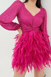 VESTIDO GATSBY PINK LENTEJUELAS PLUMAS
