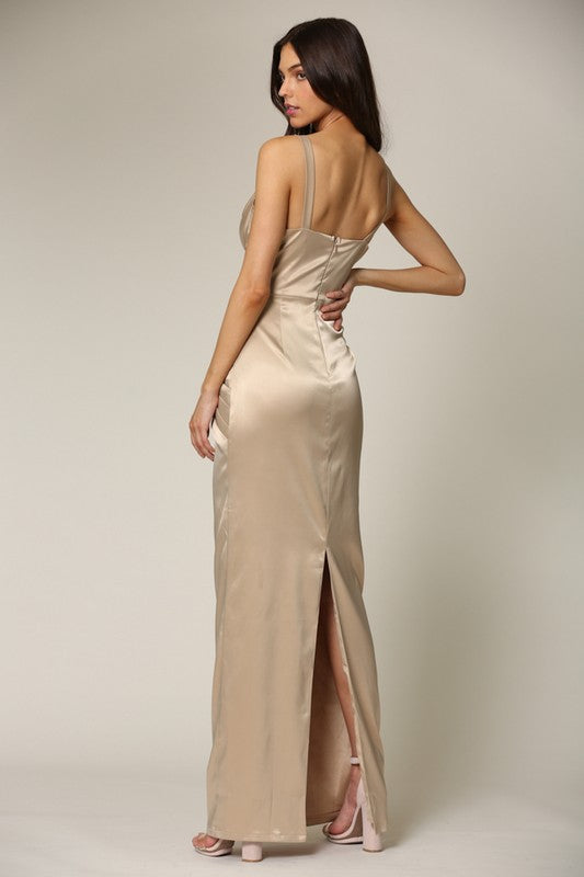 MAXI VESTIDO HERA GOLD SATIN