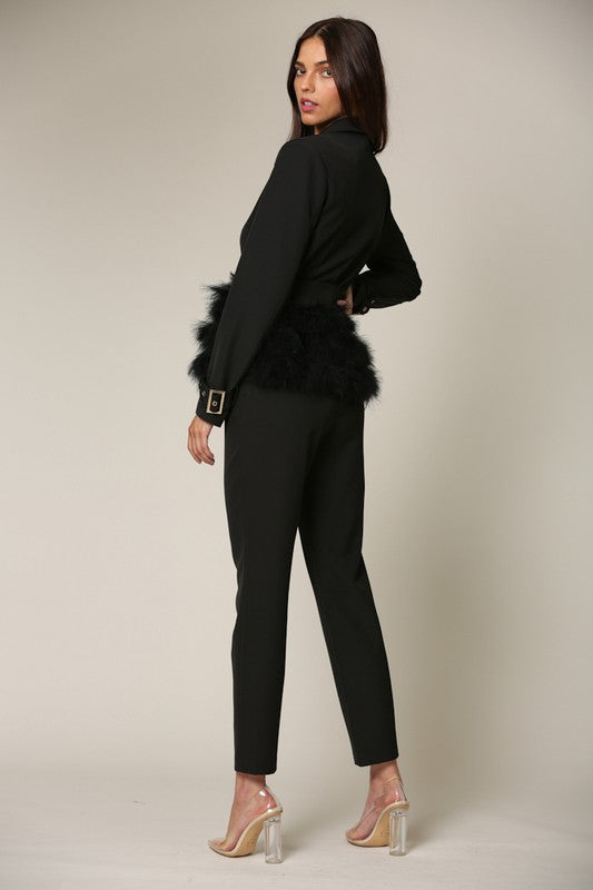 SET-TRAJE PLUMAS NEGRO BLAZZER