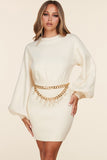 VESTIDO PERLA TEJIDO CREMA