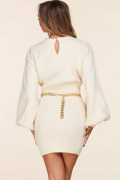 VESTIDO PERLA TEJIDO CREMA
