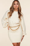 VESTIDO PERLA TEJIDO CREMA