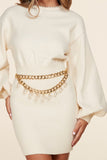 VESTIDO PERLA TEJIDO CREMA