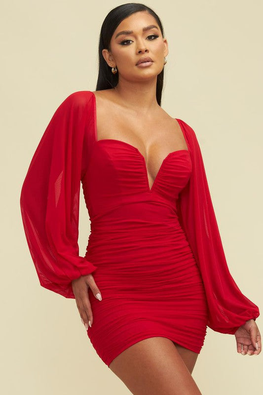 VESTIDO AIMI ROJO DRAPEADO