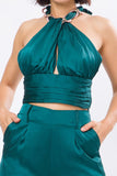 SET GAELY TOP/PALAZZO VERDE CADENA