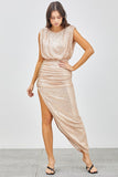 MAXI VESTIDO VICKA LENTEJUELAS DORADO CADENA