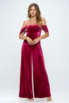 JUMPSUIT PALAZZO VELVET BERRY
