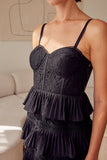 VESTIDO POSITANO VOLANTES ENCAJE NEGRO