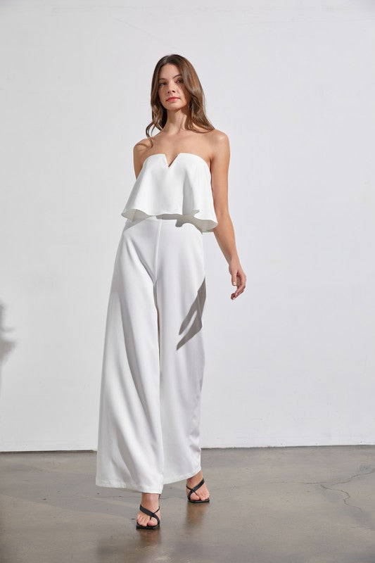 JUMPSUIT PALAZZO PIHU BLANCO  VOLANTE