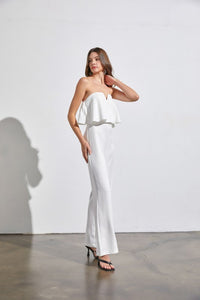 JUMPSUIT PALAZZO PIHU BLANCO  VOLANTE
