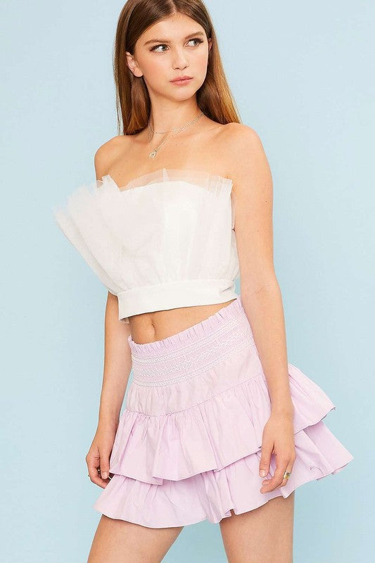 TOP TUL / ORGANZA RUFFLE BLANCO