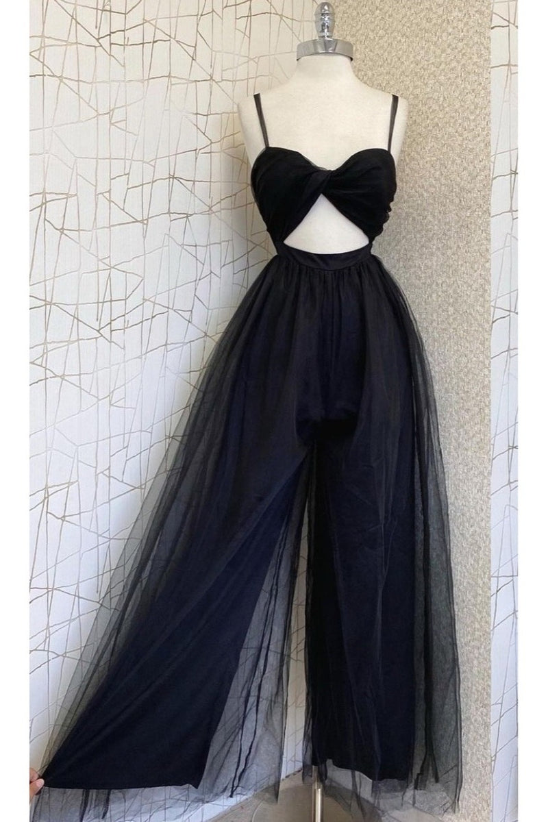 MAXI JUMPSUIT LUA TULLE NEGRO