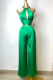 SET GAELY TOP/PALAZZO VERDE CADENA