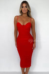 VESTIDO SASHA MESH TUBO DRAPEADO ROJO