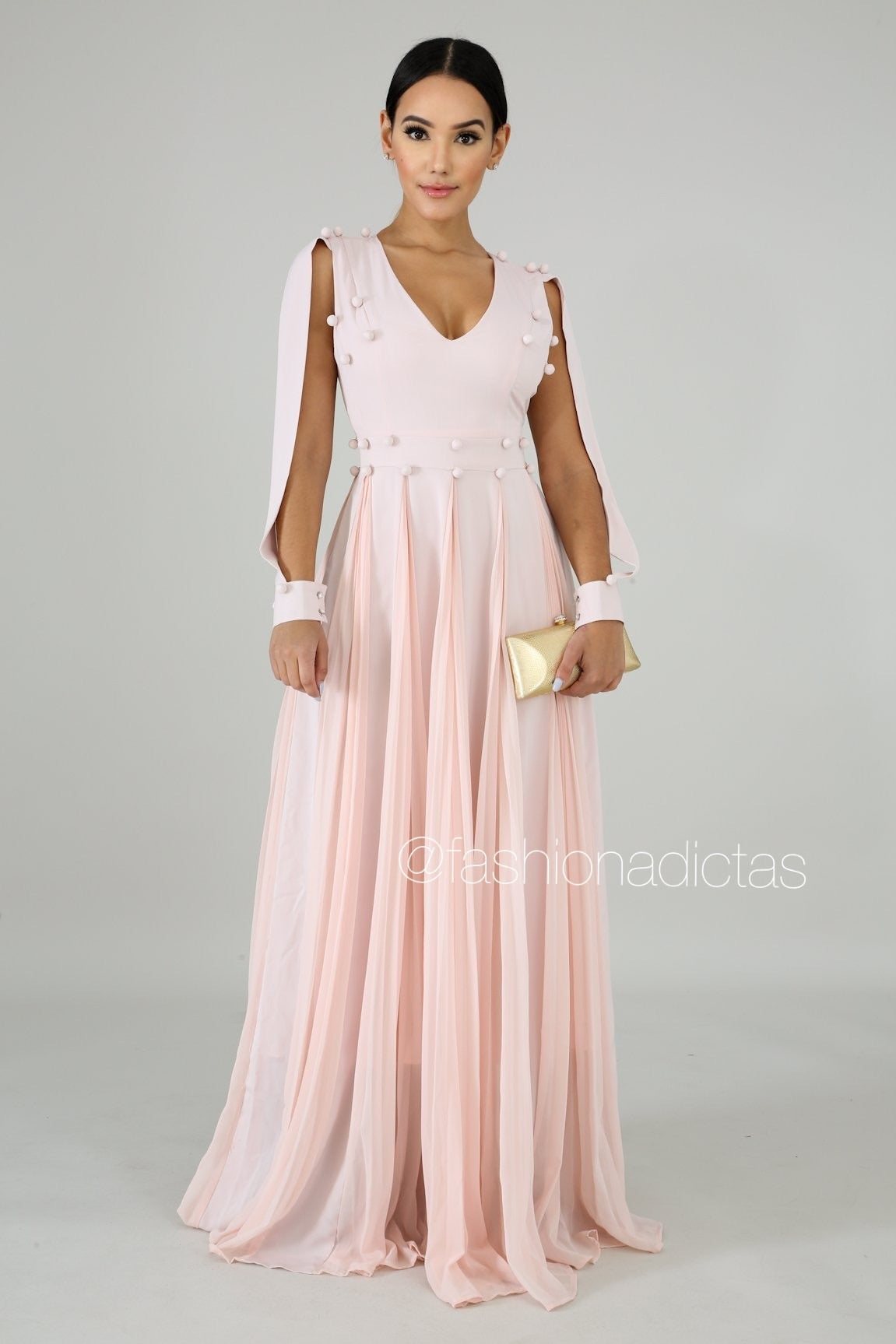 MAXI VESTIDO GALILEA PALO DE ROSA.
