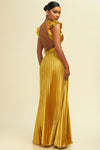 MAXI VESTIDO STELLA ORO PLISADO