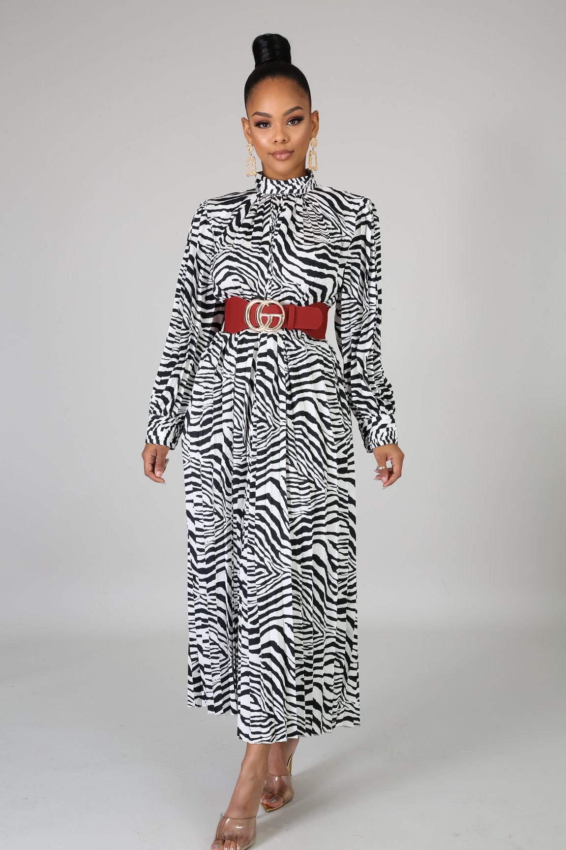 MAXI VESTIDO ZEBRA PLISADO