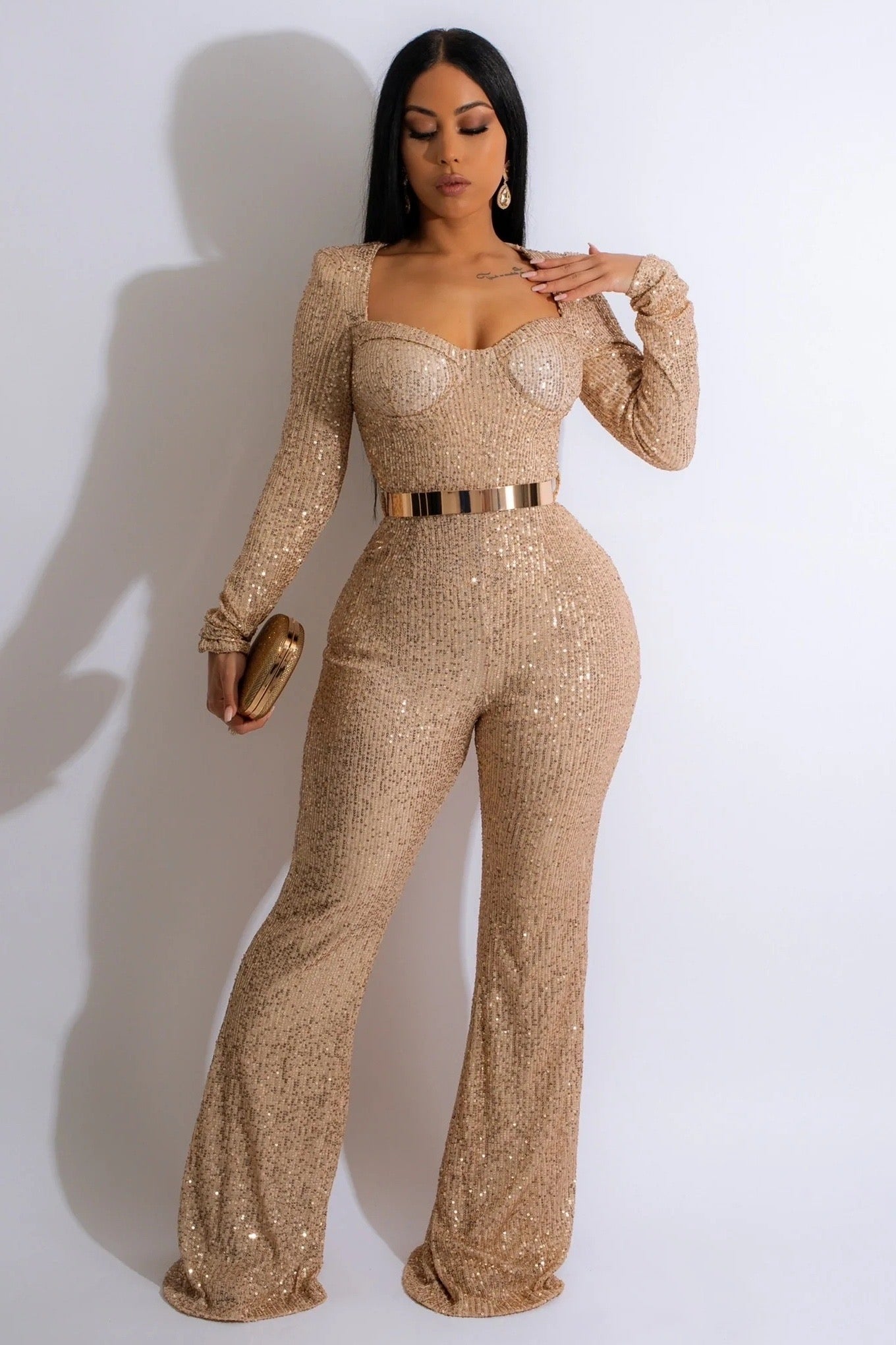 JUMPSUIT PALAZZO LENTEJUELAS DORADO Chico