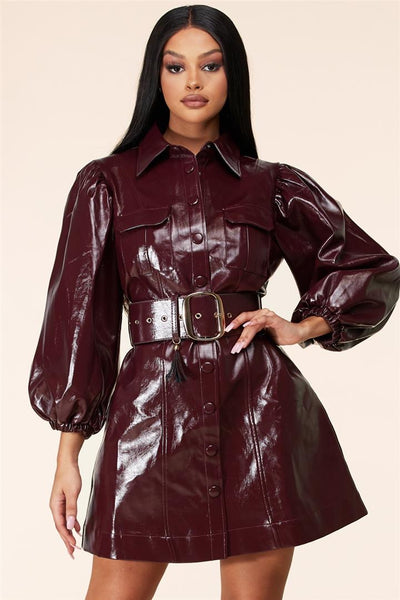 VESTIDO XENIA LEATHER VINO
