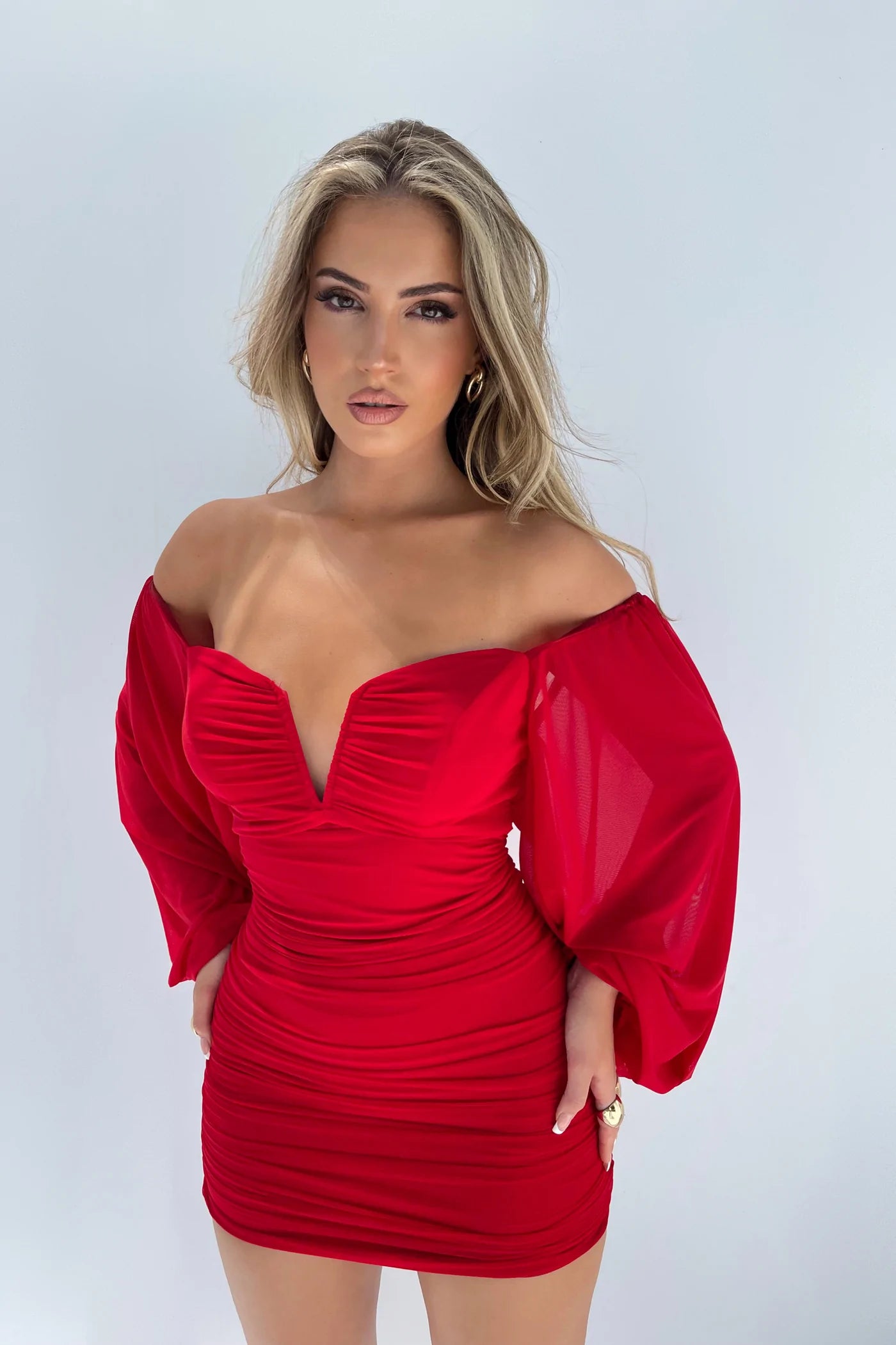 VESTIDO AIMI ROJO DRAPEADO Fashion Adictas