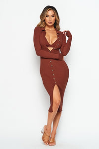 VESTIDO THAIS MIDI TEJIDO TOP CAFE