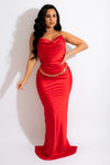 VESTIDO SATIN KAREN CADENAS ROJO