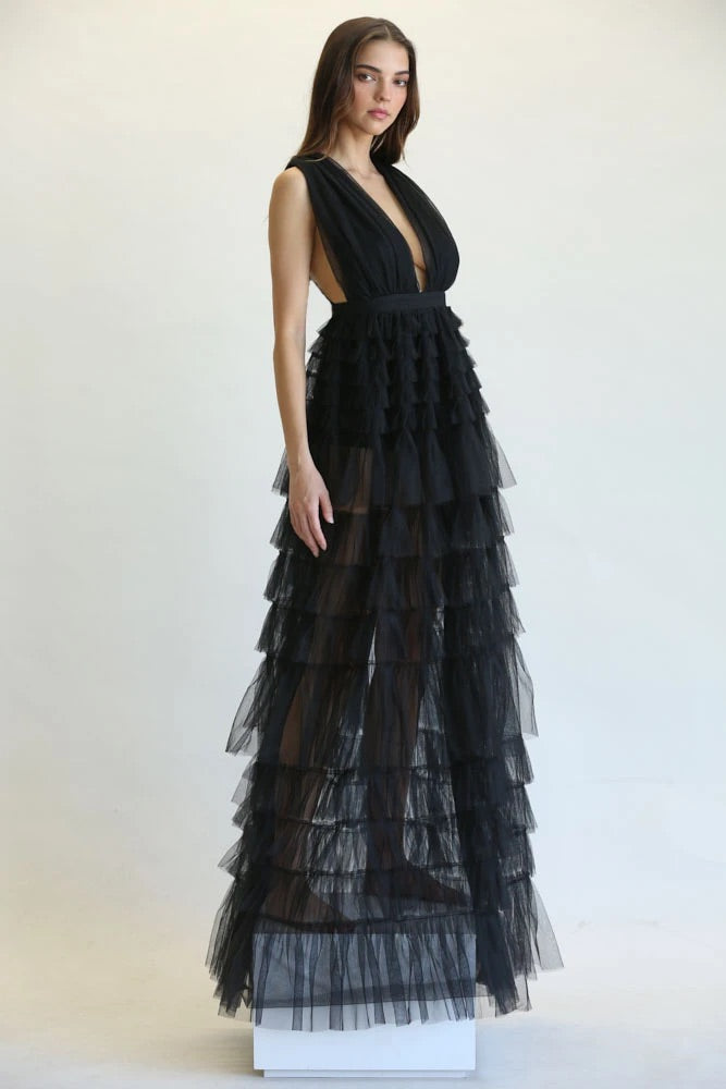 MAXI VESTIDO AFRODITA TULLE NEGRO