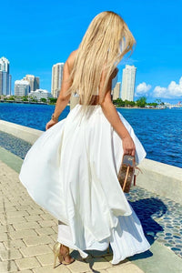 SET JUMPSUIT LEYLANI PLISADO HALTER BLANCO