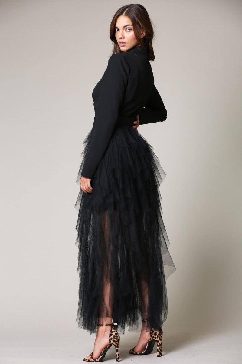 MAXI VESTIDO TULLE/SACO  NEGRO