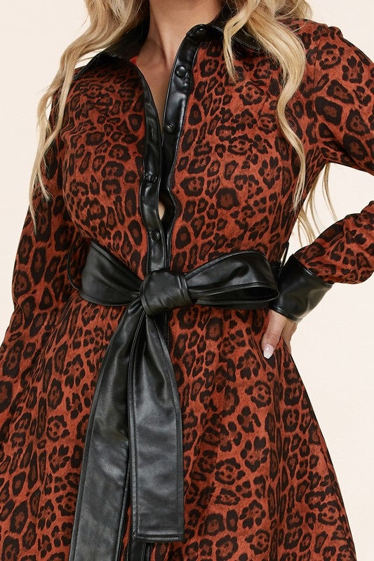 VESTIDO FAUX CAMISERO LEOPARDO