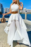SET JUMPSUIT LEYLANI PLISADO HALTER BLANCO