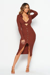 VESTIDO THAIS MIDI TEJIDO TOP CAFE