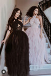 MAXI VESTIDO LUA CORSETTE HALTER TULLE PALO DE ROSA.