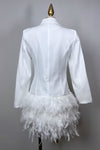 VESTIDO BLAZZER PLUMAS BLANCO