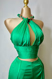 SET GAELY TOP/PALAZZO VERDE CADENA