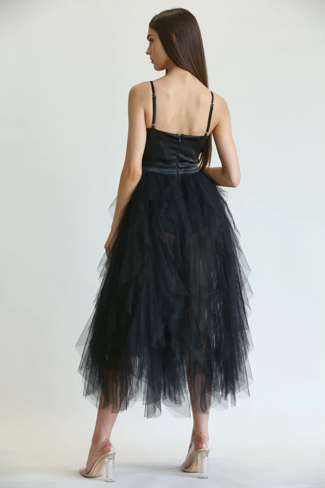 VESTIDO CHLOE TULLE NEGRO MESH