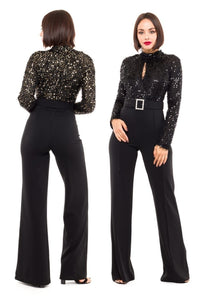 JUMPSUIT XIMENA LENTEJUELAS ORO/NEGRO