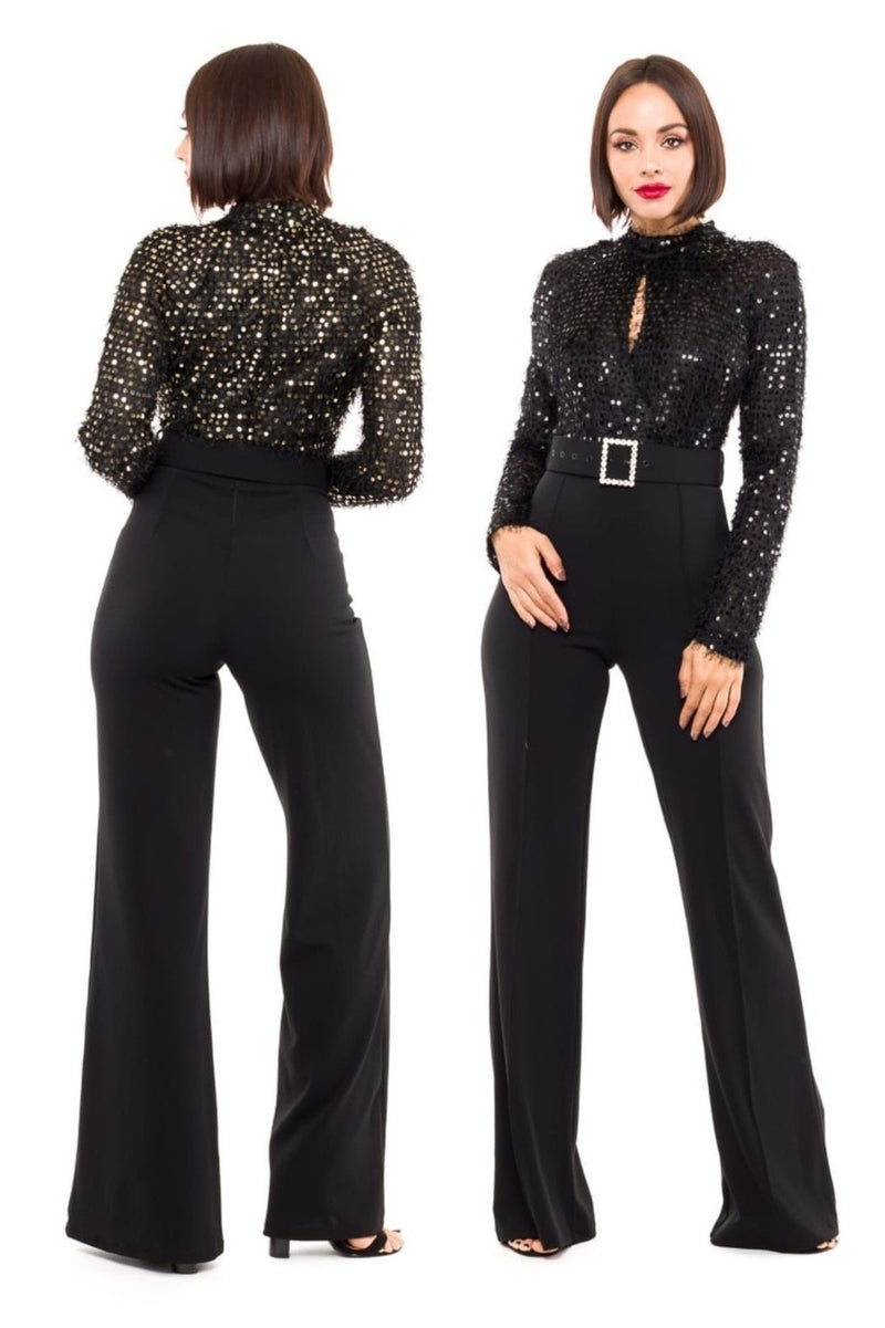 JUMPSUIT XIMENA LENTEJUELAS ORO/NEGRO