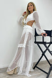 MAXI VESTIDO BAKALAR BIKINI BLANCO MESH MANGA LARGA